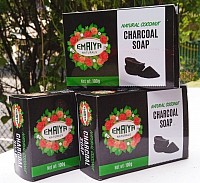 100g 3 BOX INR 400/- Charcoal soap, with a combination ofcoconut shell and coconut oil gives super result.